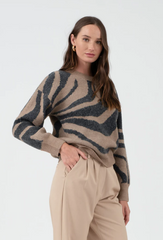 Mocha & Charcoal Animal Print Sweater