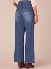 Democracy Ab Solution Skyrise Wide Leg Medium Wash Tulip Hem Jeans