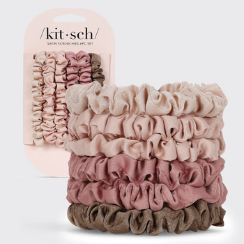 Kitsch Satin Scrunchie Set - Mauve & Neautral