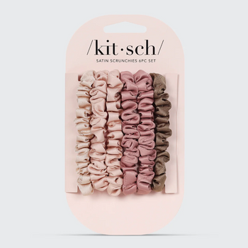 Kitsch Satin Scrunchie Set - Mauve & Neautral