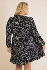 Black & White Abstract Print Dress