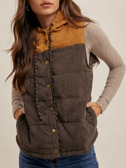 Contrast Hooded Puffer Vest