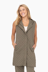 Olive Longline Quilted Vest