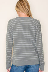 Olive Striped Thumbhole Top