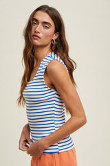 Wide Strap Ribbed Stripe Tanks - 3 Colors!