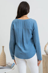 Chambray Tab Sleeve Top