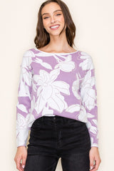 Lavender Shimmer Floral Pullover