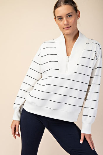 Striped Modal Scuba Zip Pullovers - 2 Colors!