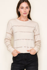 Oatmeal Sequin Stripe Pullover