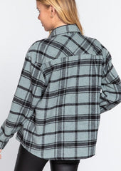 Mint & Black Carefree Plaid Shacket