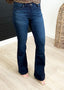 Petite Kan Can Mid Rise Dark Wash Flare Jeans