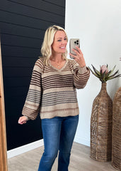 New Adventure Striped Vneck Sweaters - 2 Colors!