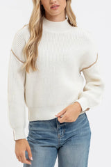 Two Tone Mock Exposed Seam Sweaters - 2 Colors!