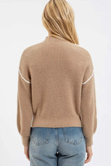 Two Tone Mock Exposed Seam Sweaters - 2 Colors!