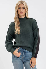 Two Tone Mock Exposed Seam Sweaters - 2 Colors!