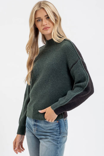 Two Tone Mock Exposed Seam Sweaters - 2 Colors!