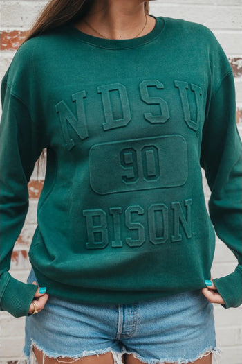 Vintage Embossed NDSU Crew Sweatshirt - 2 Colors!