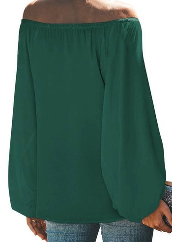 Curvy Dark Green Off The Shoulder Top