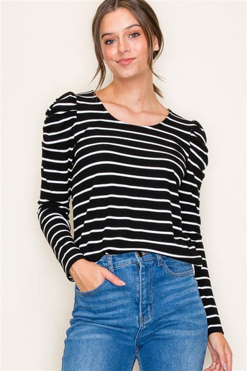 Gabriella Striped Puff Sleeve Top