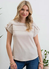 Lace Trim Tops - 3 Colors!