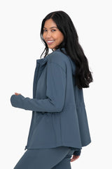 Midnight Teal Stretch Thumbhole Jacket