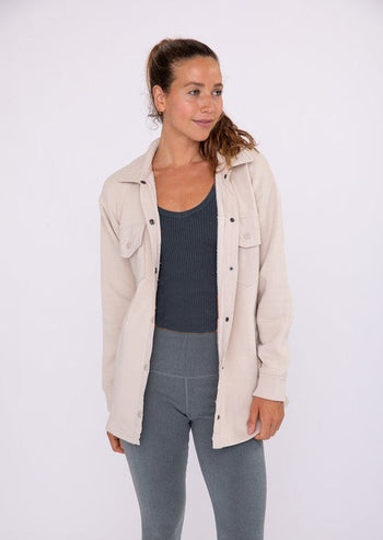 Mono B Natural French Terry Snap Button Shacket