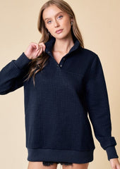 Navy Weekend Outing Quilted Pullover