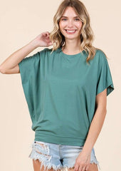 Short Sleeve Banded Waist Dolmans - 2 Colors!