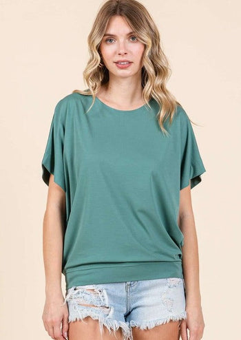 Short Sleeve Banded Waist Dolmans - 2 Colors!