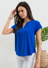 Split Neck Button Back Tops - 3 colors!